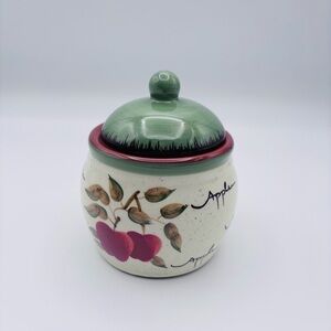 Home Interiors Apple Orchard Collection Ceramic Apple Canister Jar With Lid 4.5"